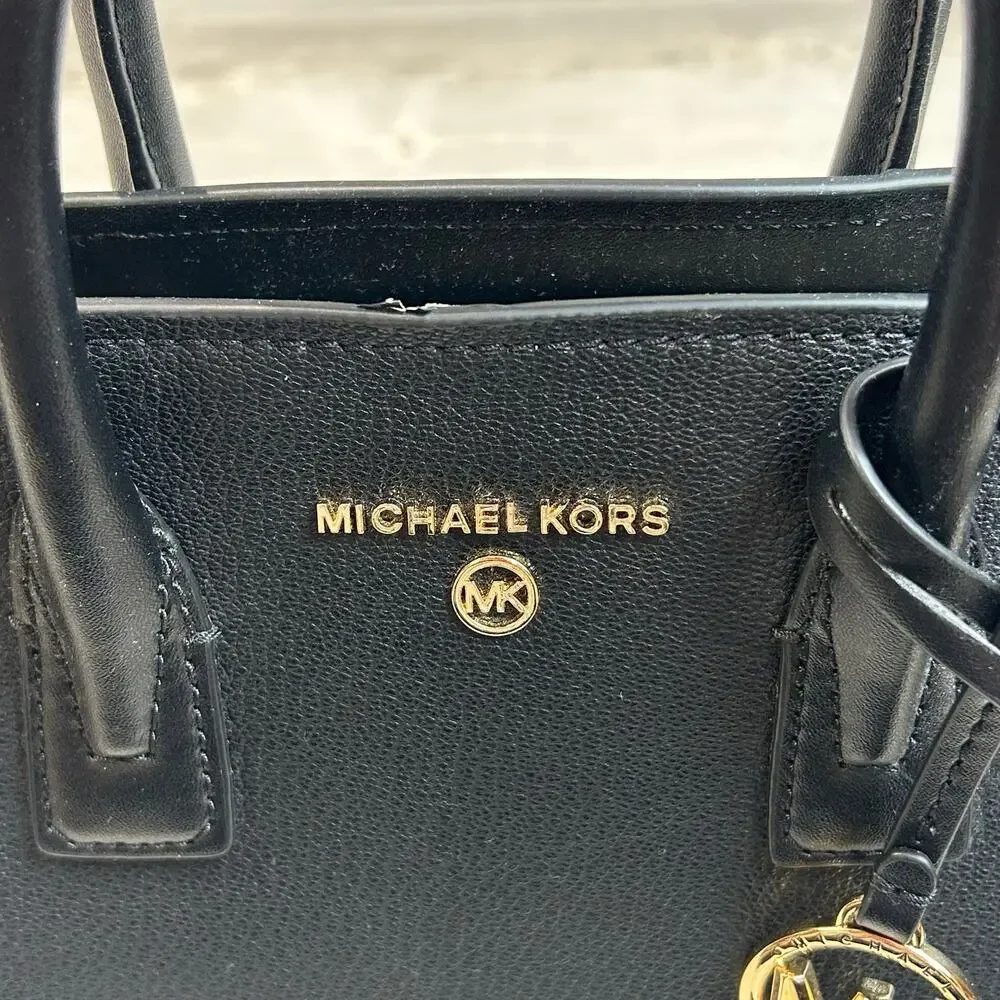 Michael Kors Black Leather Avril Satchel Crossbody NWOT